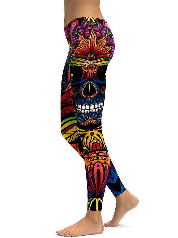 Skull Print Yoga Leggings