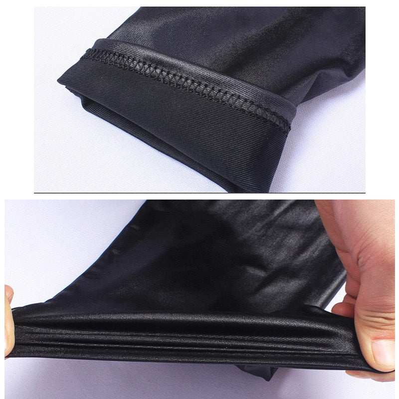 PU Leggings For Women Butt Lift Black Fall Spandex Big Size Leggings High Waisted Stretch Pants Faux Leather Leggings ouc088