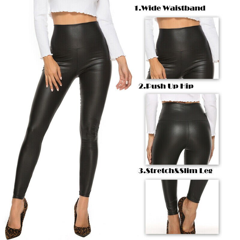 Shiny Faux Leather Leggings