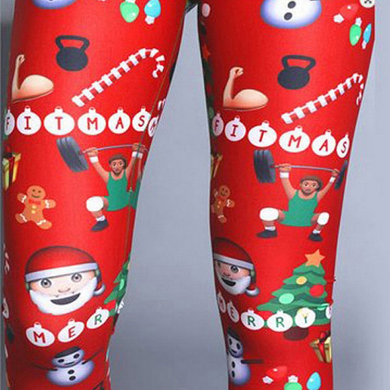 Christmas Leggings Women Sexy High Waist Skinny Leggins Fitness Legging Ladies Printed Workout Leggings Stretch Trousers Pants