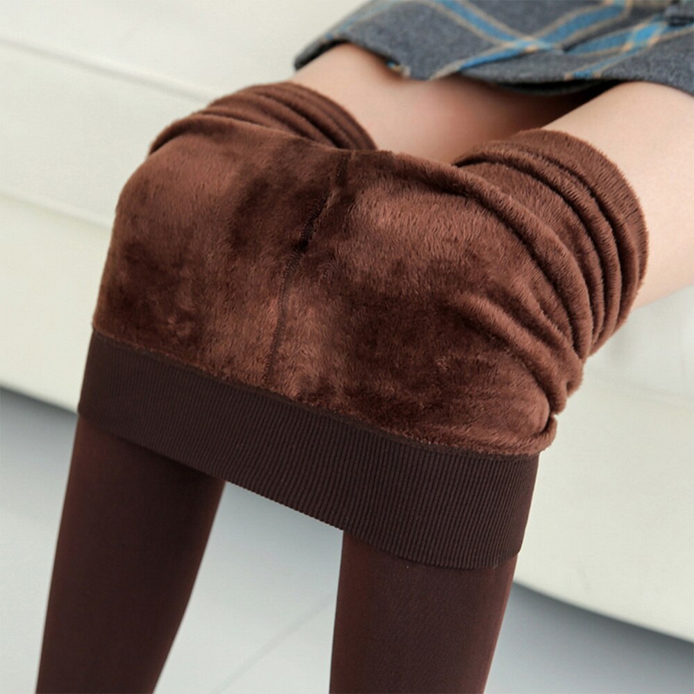 Winter Warm Leggings Women's Thermal Pants Polar Pantyhose Sock Lined Pants Velvet Tights Skin Effect High Waist Wool Leggings