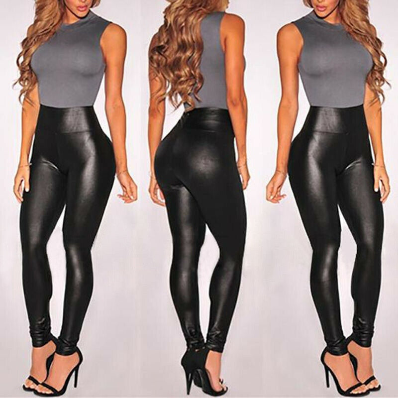Shiny Faux Leather Leggings