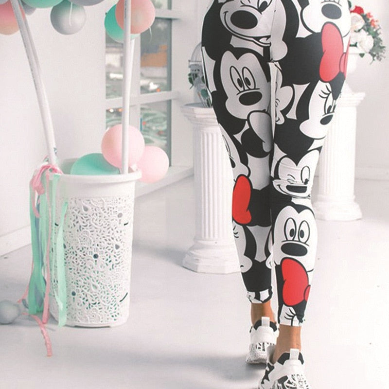 Disney Fashion Cartoon Women Leggings Mickey Mouse Print  Sport Pants for Ladies Mickey Pants Women Leggings Female Casual Pants