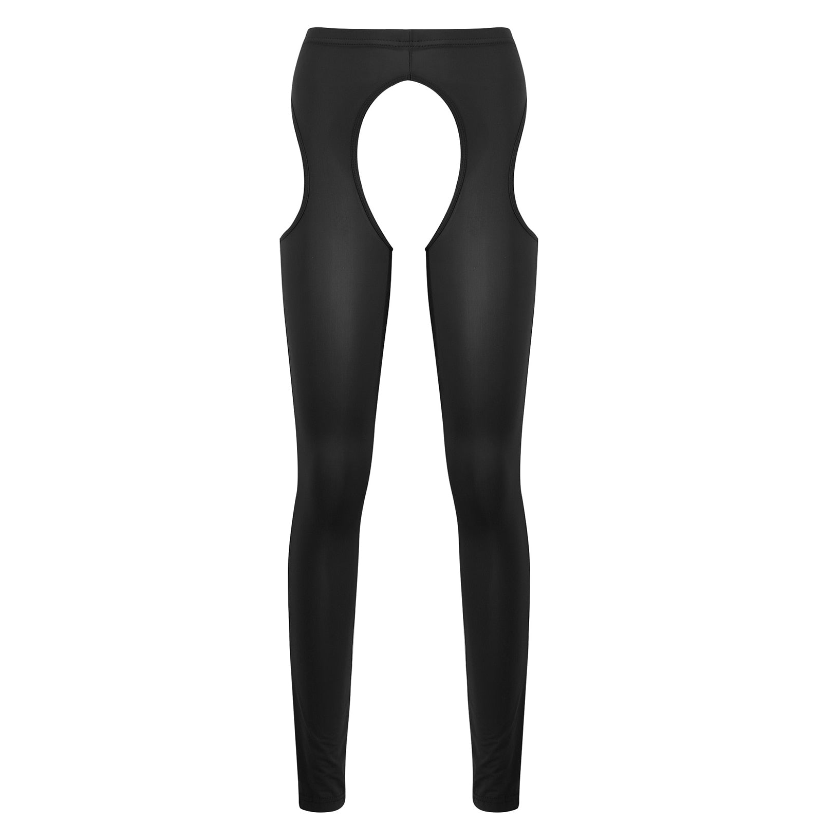 Womens Ice Silk High Waist Tights Suspenders Pantyhose Hollow Out Footed Long Pants Crotchless Leggings Thigh High Stockings