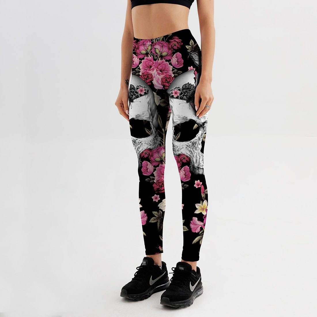 Women printed flower skull Workout Leggings Sexy Clothes Workout Jeggings Fitness Legging plus size