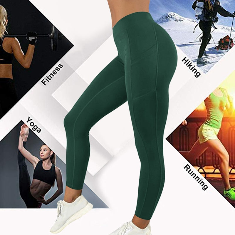 Gym High Waist Yoga Leggings Tights Women Workout  Breathable Fitness Clothing Female Stretchy Training Pants with Pocket