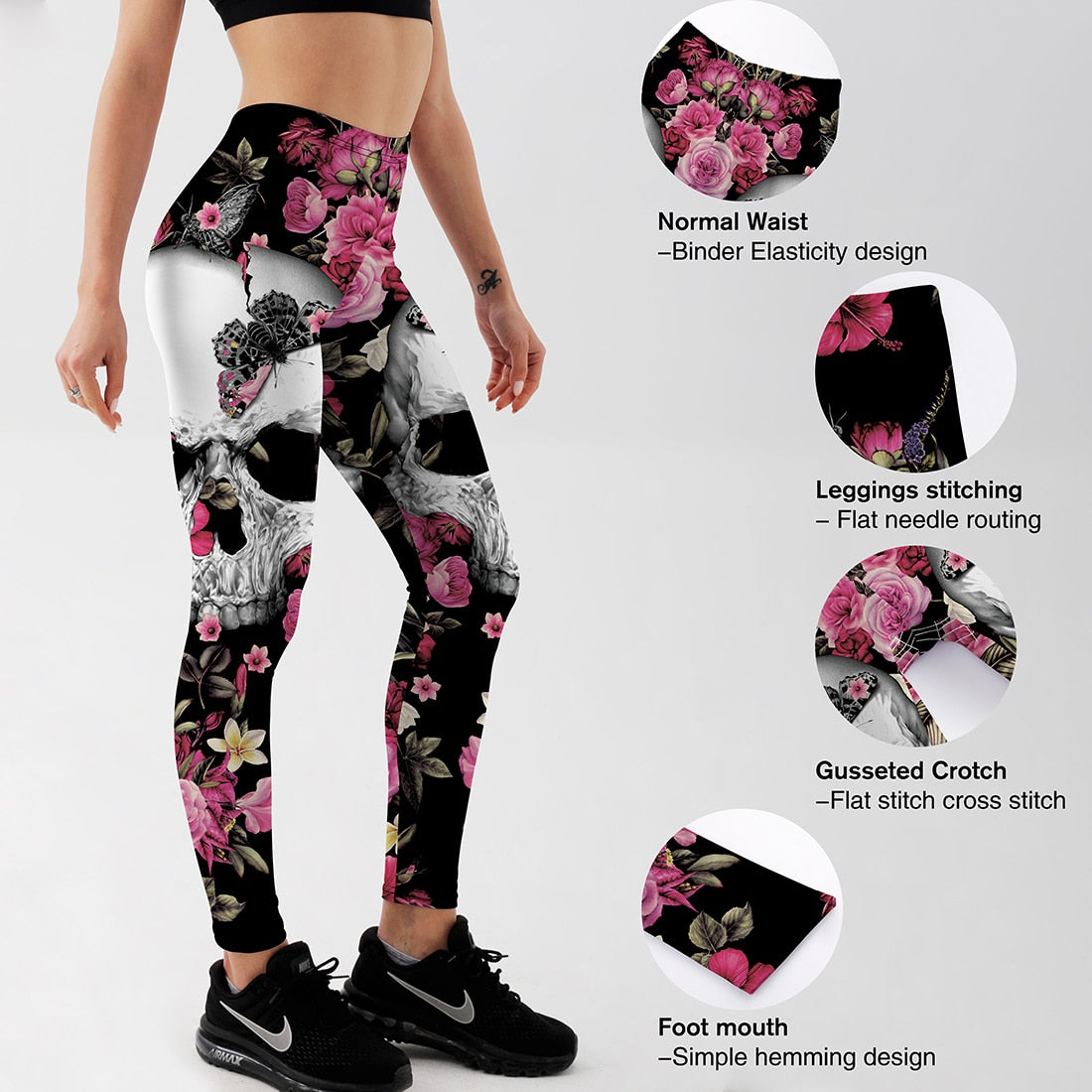 Women printed flower skull Workout Leggings Sexy Clothes Workout Jeggings Fitness Legging plus size