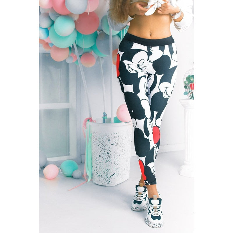 Disney Fashion Cartoon Women Leggings Mickey Mouse Print  Sport Pants for Ladies Mickey Pants Women Leggings Female Casual Pants