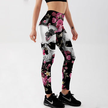 Women printed flower skull Workout Leggings Sexy Clothes Workout Jeggings Fitness Legging plus size