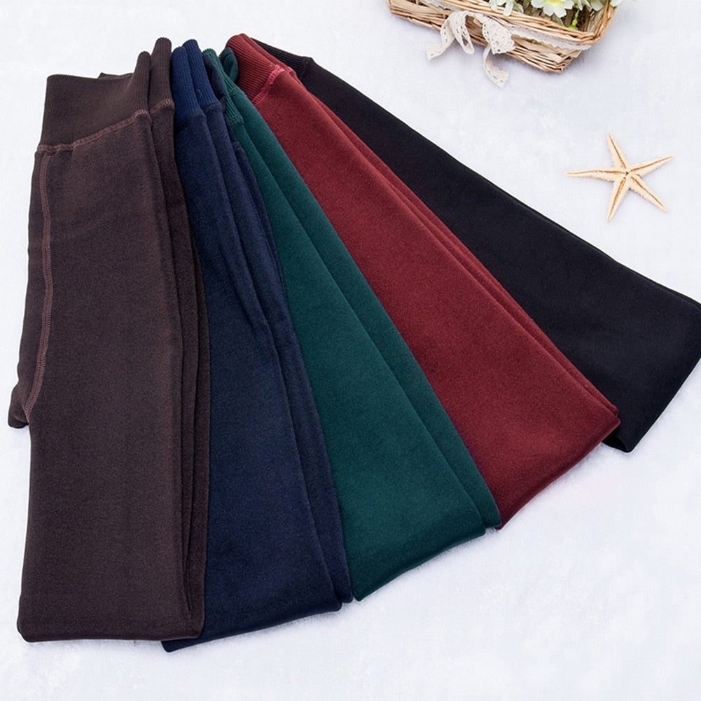 Hot Solid Color Women Stretch Thicken Leggings Warm Skinny Pants Footless