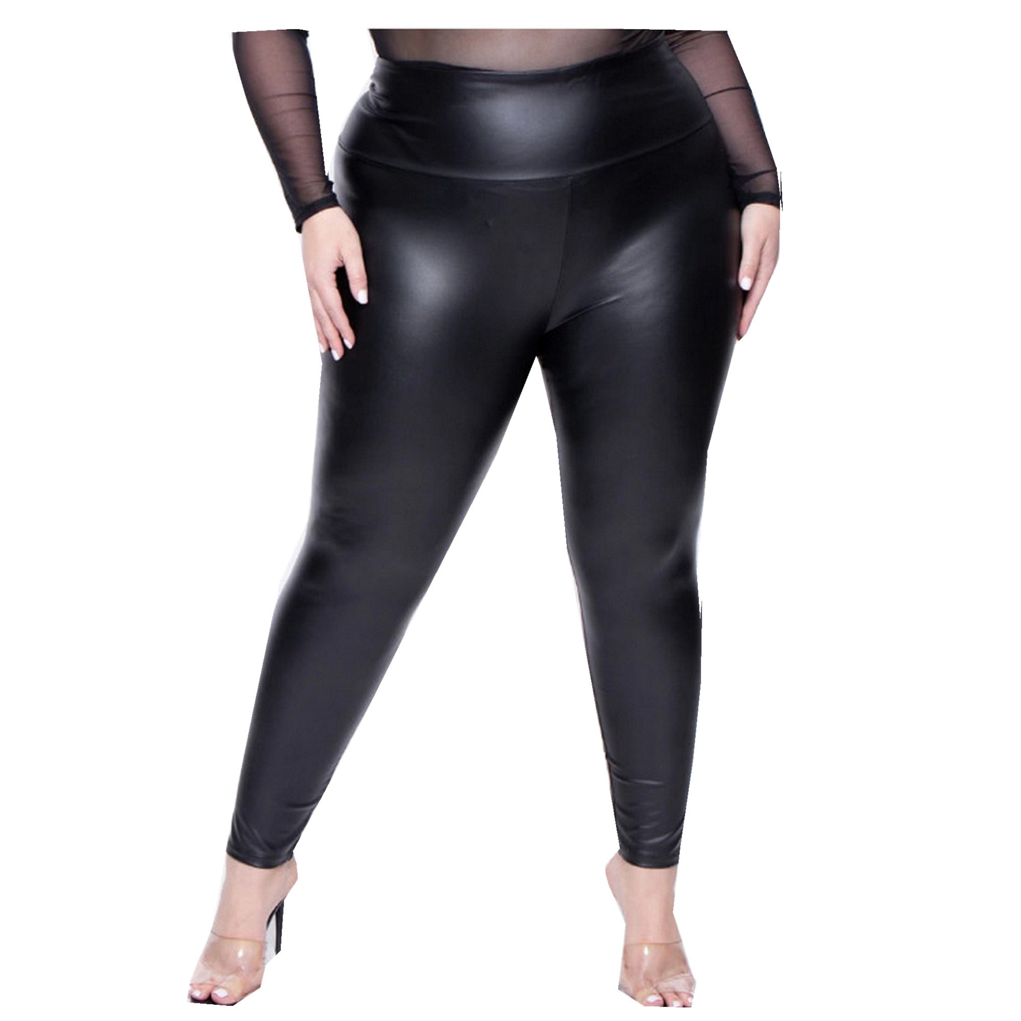 PU Leggings For Women Butt Lift Black Fall Spandex Big Size Leggings High Waisted Stretch Pants Faux Leather Leggings ouc088