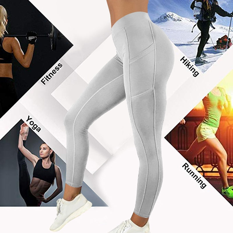 Gym High Waist Yoga Leggings Tights Women Workout  Breathable Fitness Clothing Female Stretchy Training Pants with Pocket