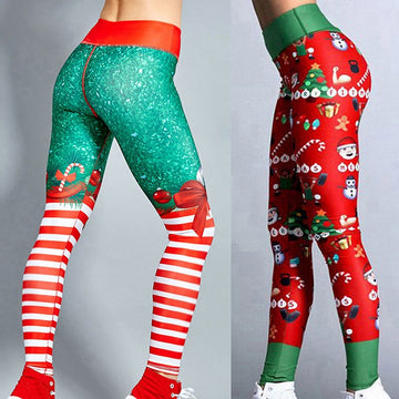 Christmas Leggings Women Sexy High Waist Skinny Leggins Fitness Legging Ladies Printed Workout Leggings Stretch Trousers Pants