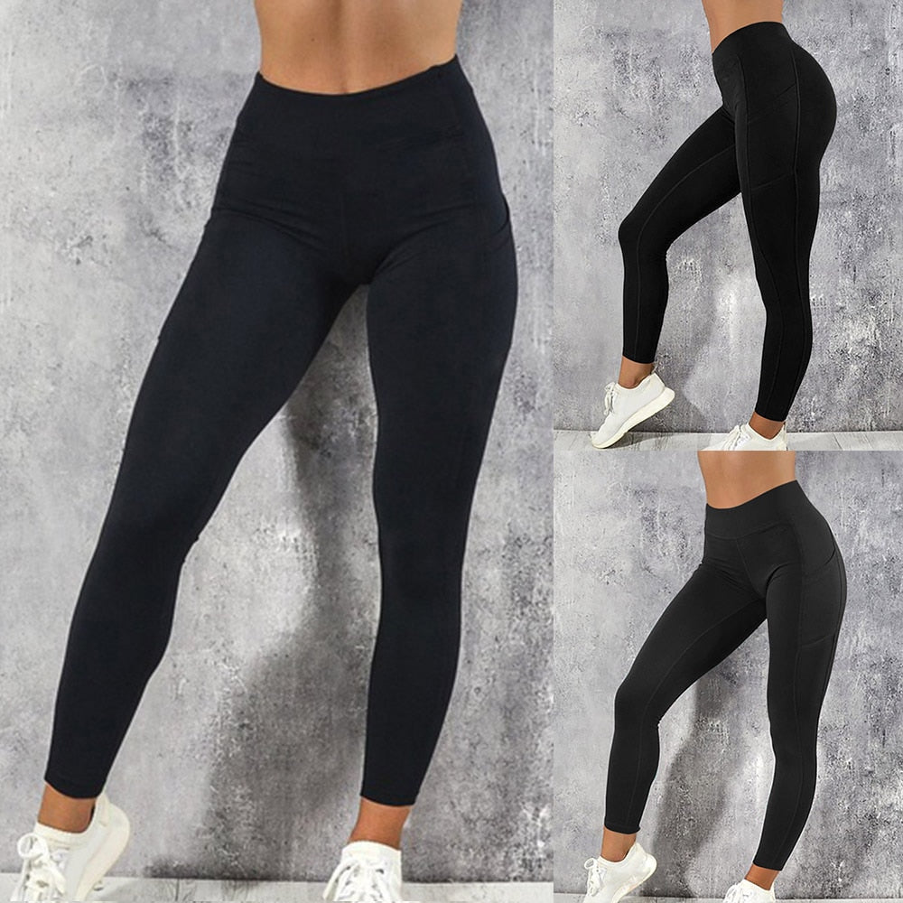 Gym High Waist Yoga Leggings Tights Women Workout  Breathable Fitness Clothing Female Stretchy Training Pants with Pocket