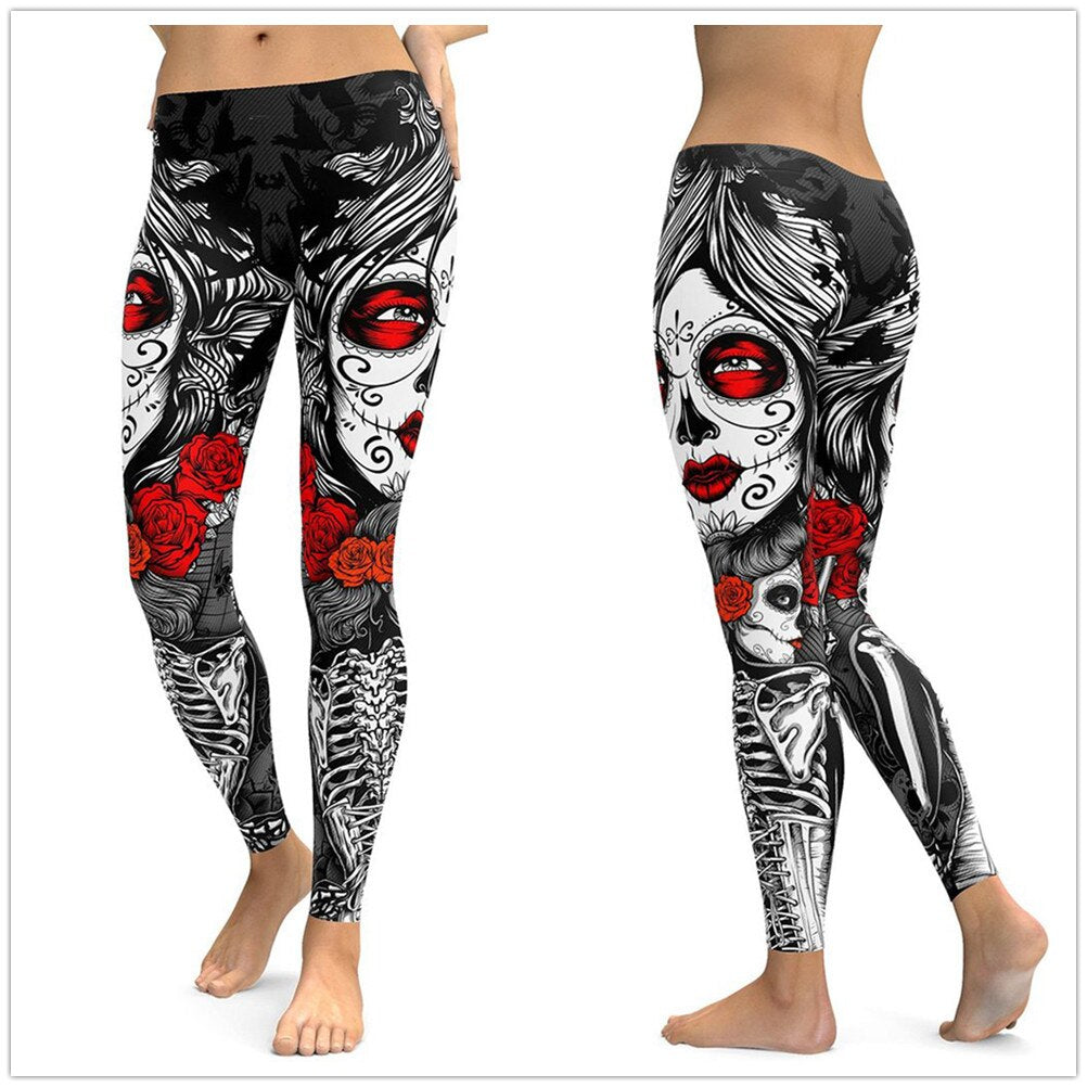 Skull Print Yoga Leggings