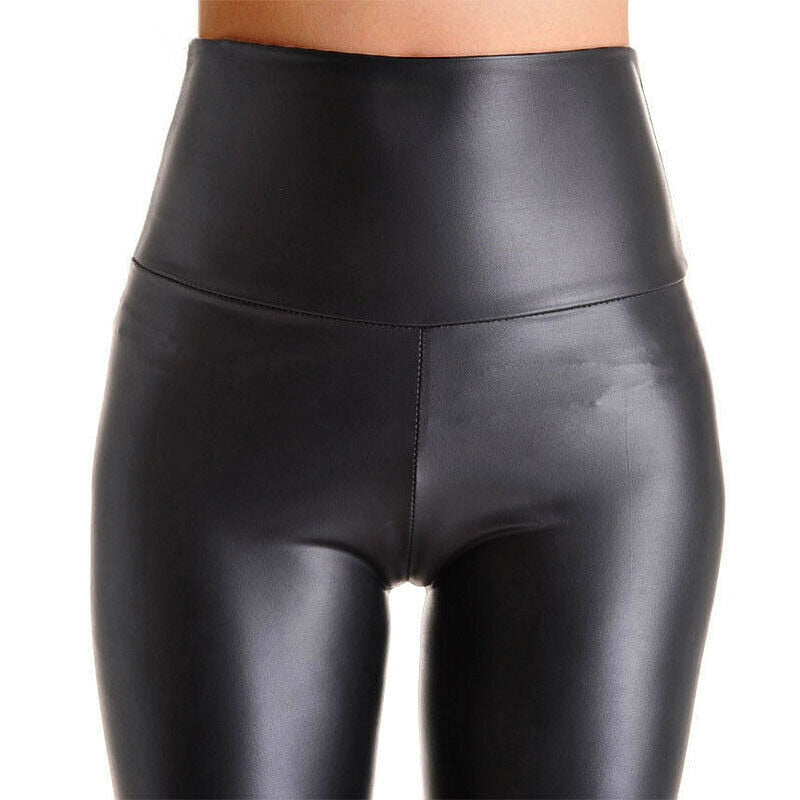 2020 New Leather Shiny Sexy Leggings for Women Vadim 2020 Summer High Waist Black Stretchy Faux Leather Pant Mujer Leggings Ropa