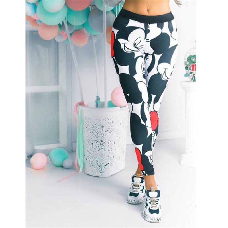 Disney Fashion Cartoon Women Leggings Mickey Mouse Print  Sport Pants for Ladies Mickey Pants Women Leggings Female Casual Pants