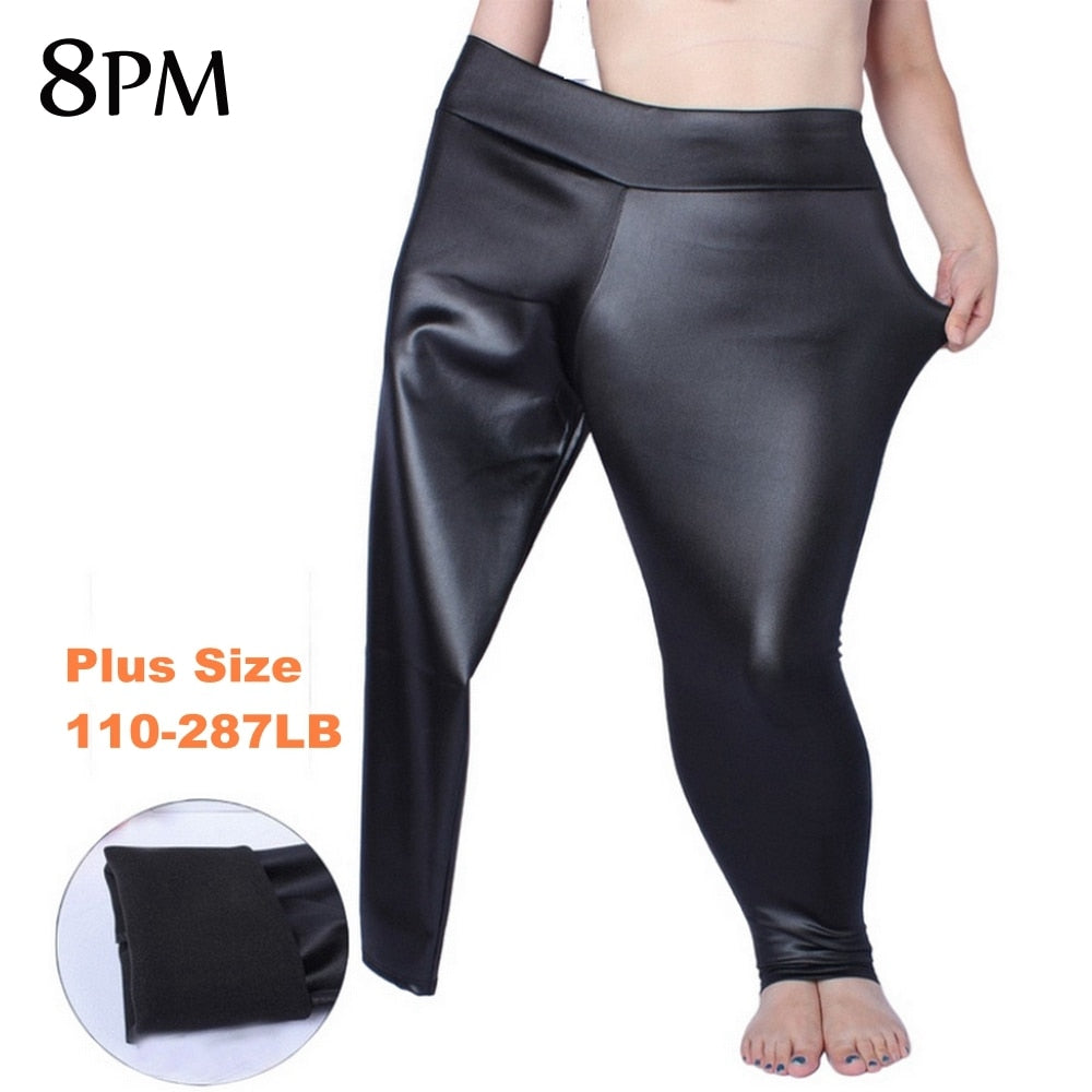 PU Leggings For Women Butt Lift Black Fall Spandex Big Size Leggings High Waisted Stretch Pants Faux Leather Leggings ouc088