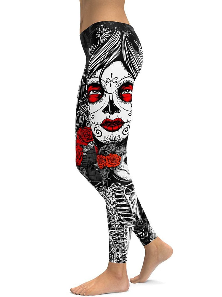Skull Print Yoga Leggings