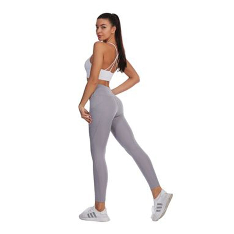High Waist Legging Pockets Fitness Bottoms Running Sweatpants for Women Quick-Dry Sport Trousers Workout Yoga Pants
