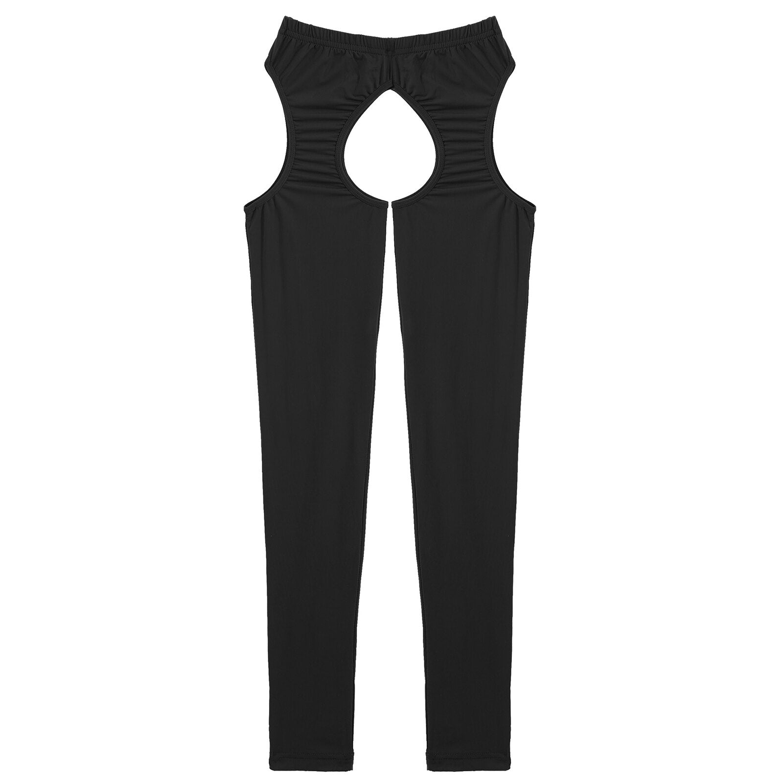 Womens Ice Silk High Waist Tights Suspenders Pantyhose Hollow Out Footed Long Pants Crotchless Leggings Thigh High Stockings