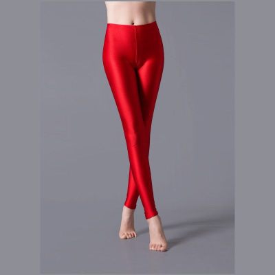 Women Shiny Pant Leggings Hot Selling Leggings Solid Color Fluorescent Spandex Elasticity Casual Trousers Shinny Legging