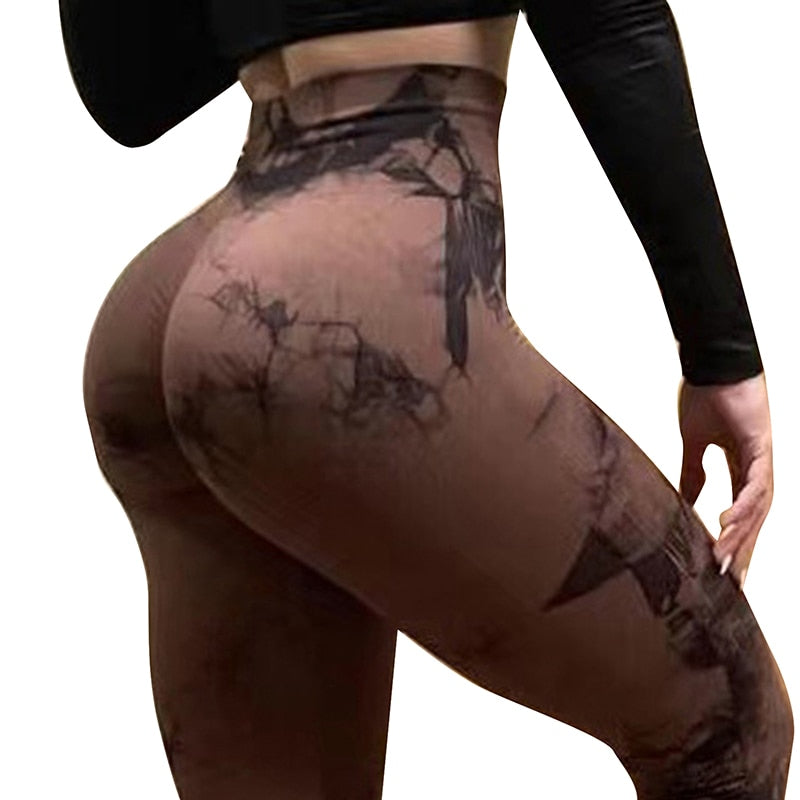 Seamless Tie Dye Scrunch Butt Leggings For Women Push Up Booty Legging Workout Gym Tights Fitness Yoga Pants Stretchy Leggings