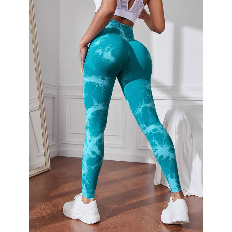 Women Tiedye Gym Leggings Seamless Leggings Push Up Booty Yoga Pants Scrunch Workout Tights Sports Fitness High Waist Leggings