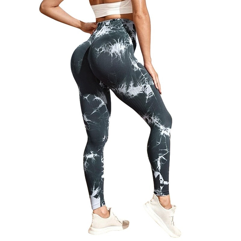 Seamless High Waist Push Up Tights Tie Dye Yoga Pants Sport Leggings Women Fitness Workout Leggins Gym Clothing