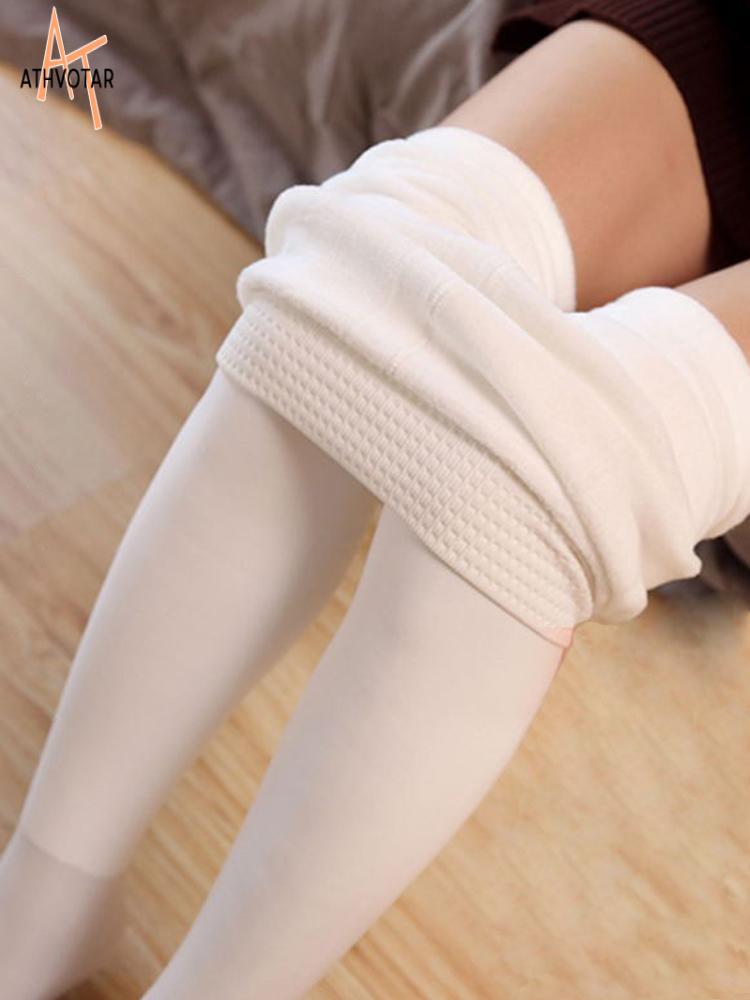 ATHVOTAR Winter Thickened Fleece Womens Leggings White One Dance Leggings Warm Leggings Women Seamless Slim Fit Leggings