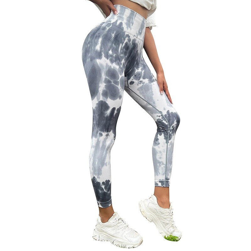 Seamless High Waist Push Up Tights Tie Dye Yoga Pants Sport Leggings Women Fitness Workout Leggins Gym Clothing