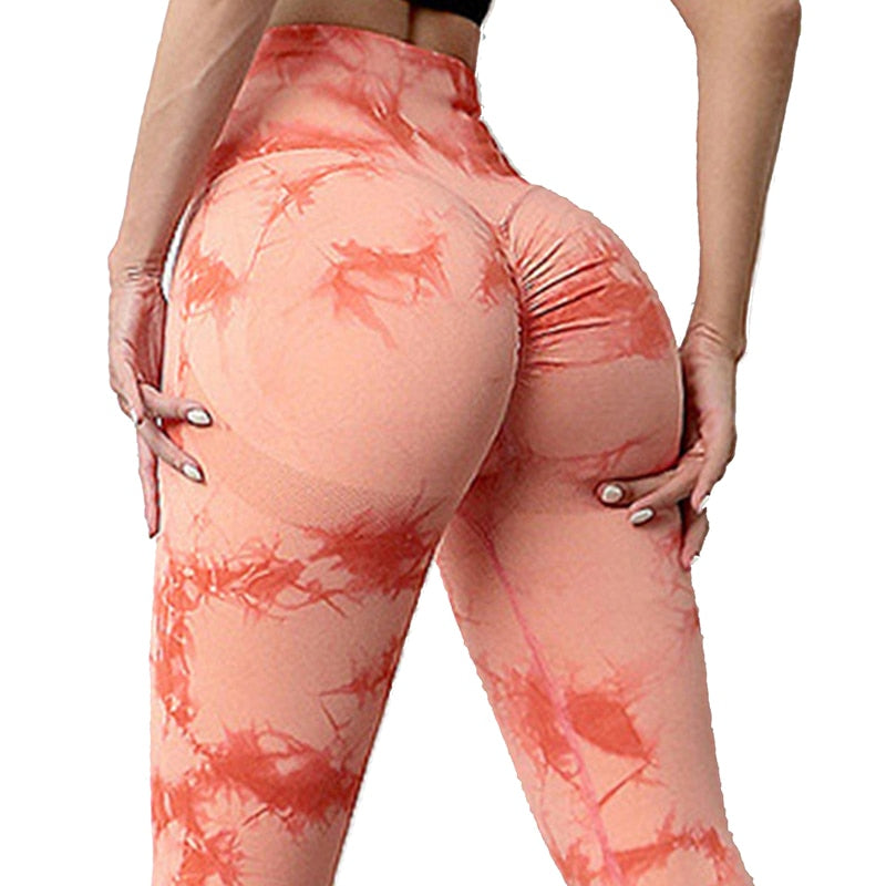 Seamless Tie Dye Scrunch Butt Leggings For Women Push Up Booty Legging Workout Gym Tights Fitness Yoga Pants Stretchy Leggings