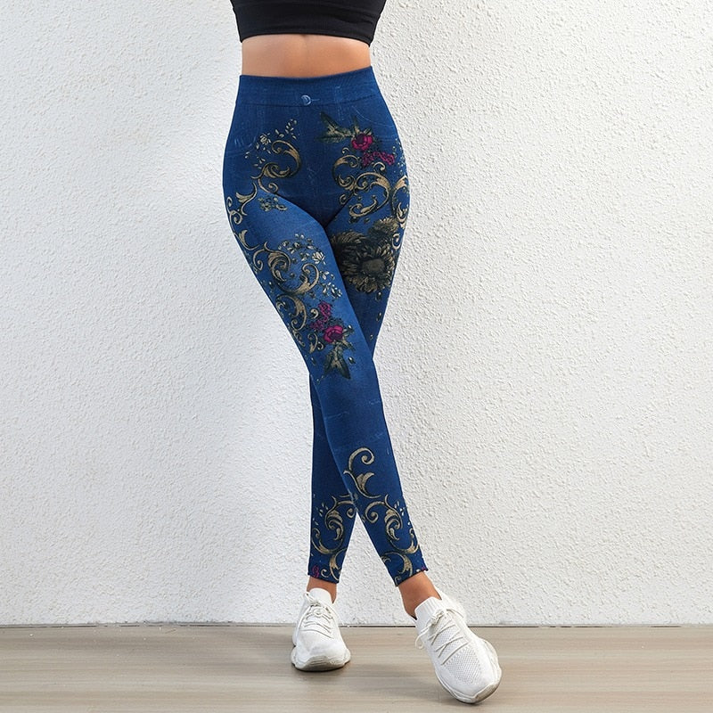 2022 Korean Fashion Retro Butterfly Print Elastic Pant Jeans Women Tight Summer Thin Leggings Female Clothing Casual Trousers