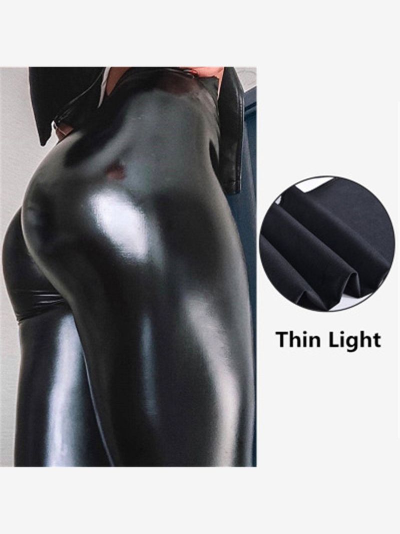 Pantalones Black PU Leather Pants Women High Waist Skinny Push Up Leggings Elastic Trousers Warm fleece Body sculpting Leggings