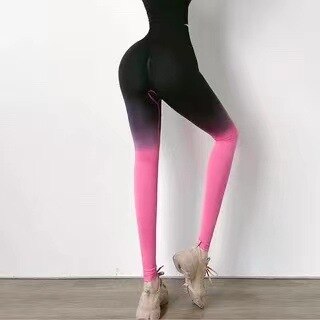 Sexy Hollow Leggings Push Up Breathable Yoga Pants Women High Waist Seamless Fitness Leggins Gradient Butt Lift Sports Tights