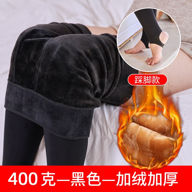 Plus Size Thermal Pants Slim Suede Winter 2022 Women's Leggings for female Thin Slim Thickened Plush Black Leggings