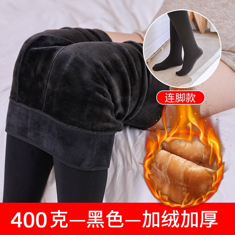 Plus Size Thermal Pants Slim Suede Winter 2022 Women's Leggings for female Thin Slim Thickened Plush Black Leggings