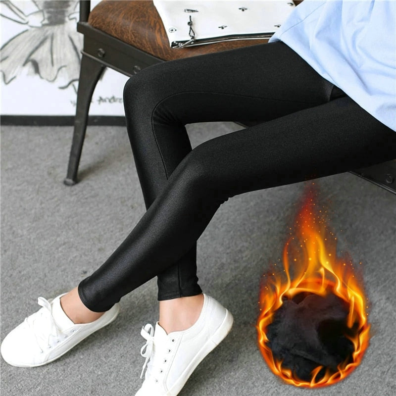Winter Leggings Velvet Warm Tights High Elastic Thicken Female Luster Pants Black Skinny Pants For Women Leggins