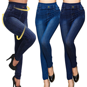Dihope Women Elastic Jean Leggings Pants High Waist Slim Push Up Seamless Pencil Pants Denim Casual Pants 2022 New