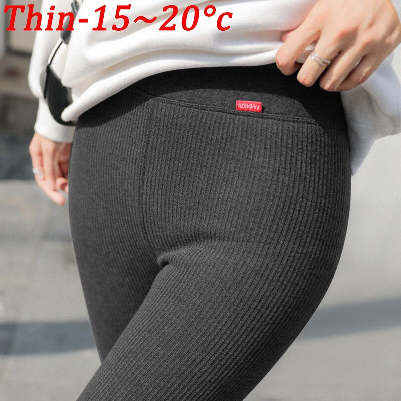 2022 Autumn Winter Models Plus Velvet Thick Leggings Women Outer Wear High Waist Hip Lift Foot Imitation Cashmere Pants New