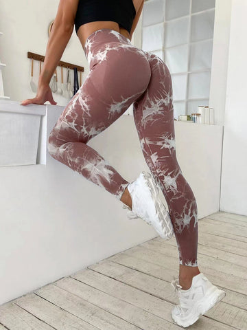 Sexy Seamless Leggings Women Fitness Gym Clothing Tie Dye Sports Pants High Waisted Push Up Leggings Printed Female Sport Pants