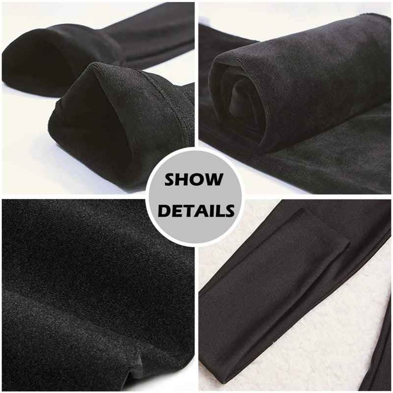 2022 Winter Velvet Faux Leather Leggings Women Thicken Plush Warm High Elastic Skinny Pants Sexy Slim Black PU Thermal Tights