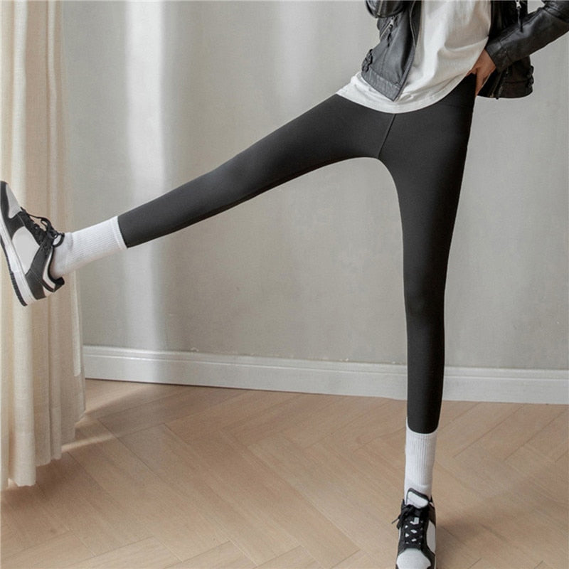 Women Velvet Leggings Warm Pants Thermo Thick Sharkskin High Waist Fleece Lined Tights Thermal Fitness Workout Legging Push Up