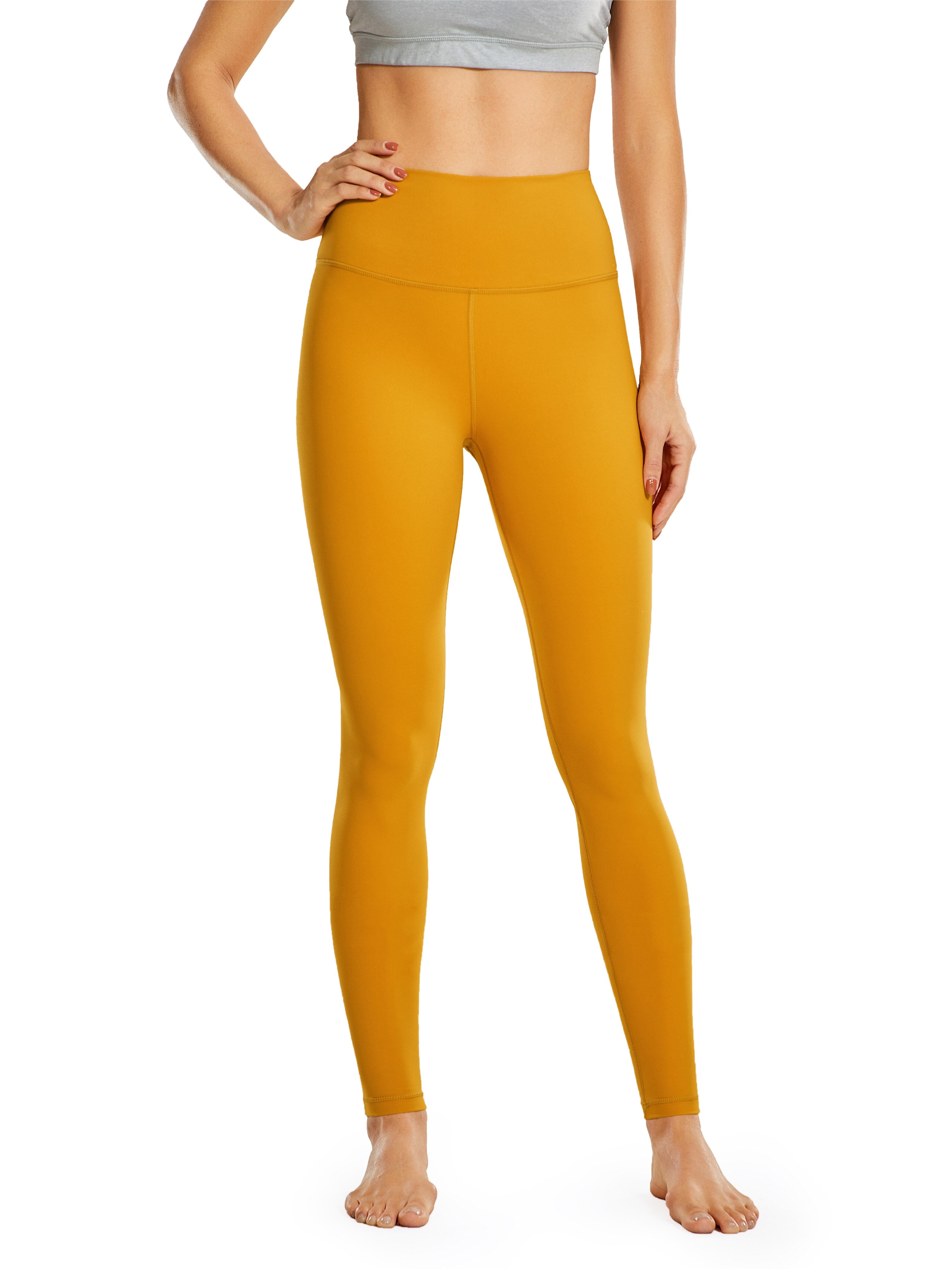 Women Workout Leggings Naked Feeling Cargo 28 Inches High Waisted Athletic Yoga Pants Elastic Slim Sexy Trousers Hips Lifting