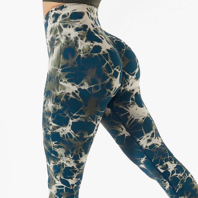 Women Fitness Workout Sport Gym High Waist Seamless Booty Marble Tie Dye Scrunch Butt Pant Yoga Leggings