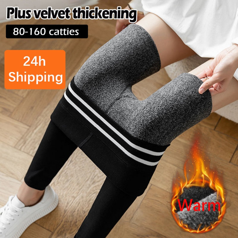Winter Velvet Leggings Women Cashmere Warm Pants Plush Thicken Elasticity Leggings High Waist Slim Tight Plus Velvet Pants 2022