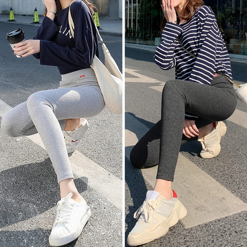 2022 Autumn Winter Models Plus Velvet Thick Leggings Women Outer Wear High Waist Hip Lift Foot Imitation Cashmere Pants New