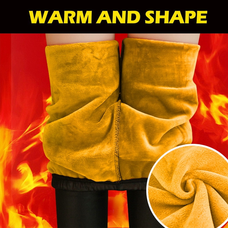 Winter Warm Pu Leather Leggings Women Sexy High Waist Thermal Tights Pants Thick Fleece Slim Black Stretchy Pants Leggings