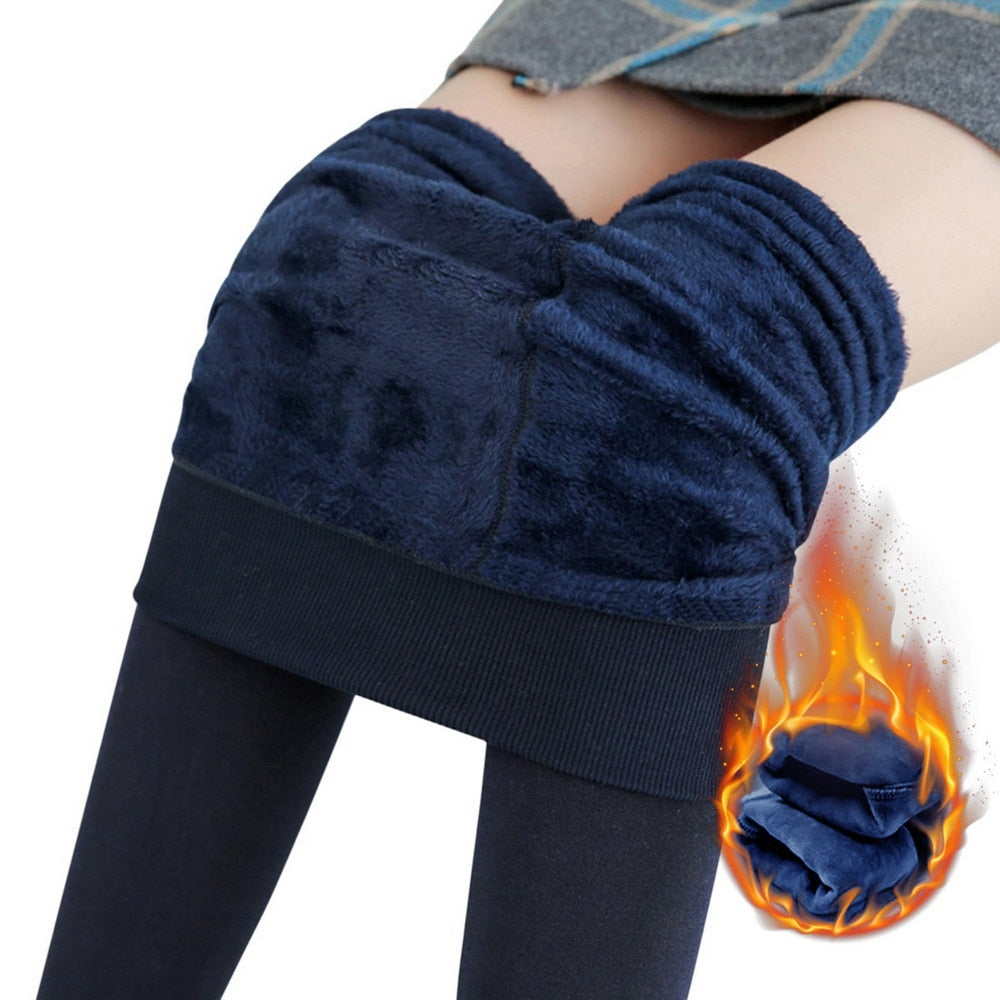 Winter Thermal Leggings Women High Waist Stretch Pants Thicken Warm Casual Slim Tights Nylon Skinny Sweatpants Thermal Pantyhose