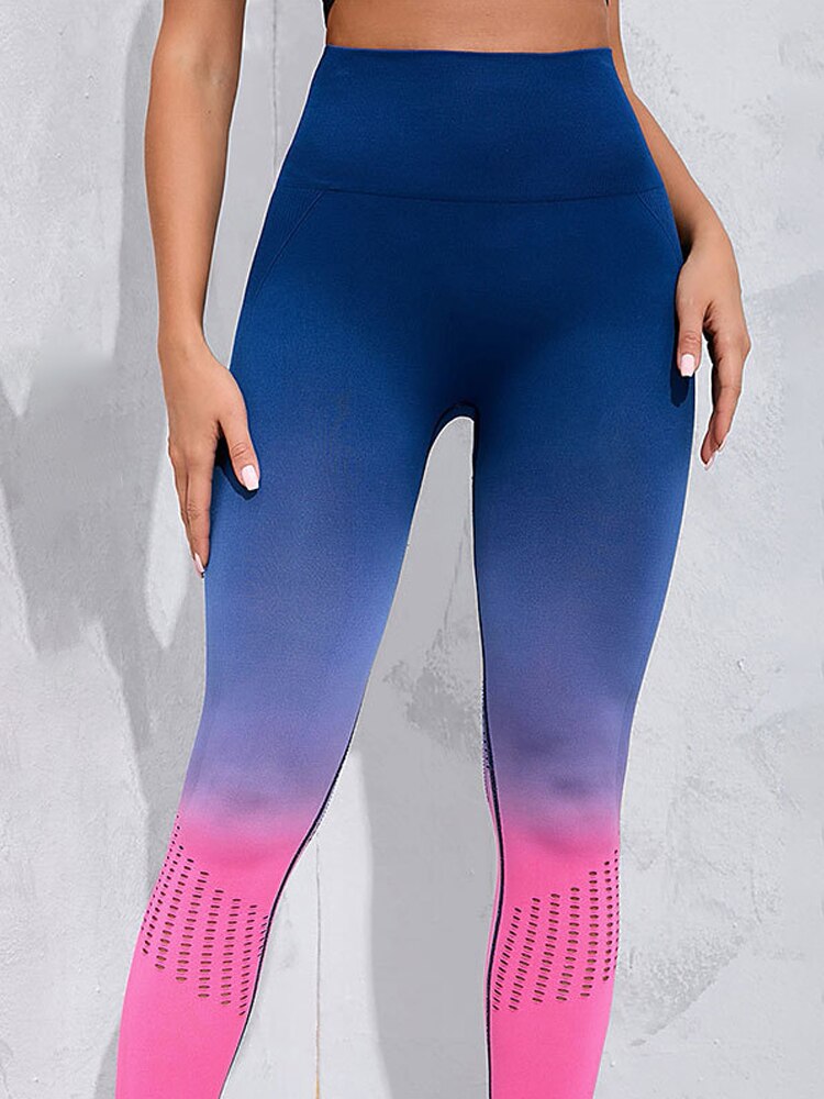CHRLEISURE Women Leggings for Fitness Dyed Gradient Sports Seamless Leggings Quick Drying Hip Lifting Fitness Leggings